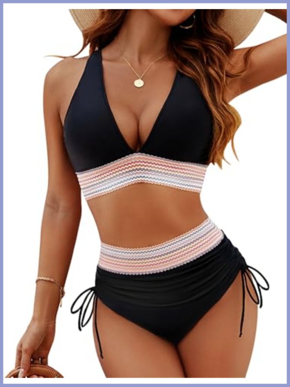 High Waisted Tummy Control Bikini Set Push-Up Ruched Swimwear